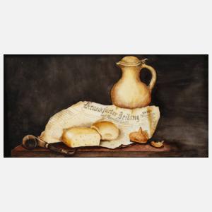 Bildplatte Stillleben mit Frankfurter Zeitung