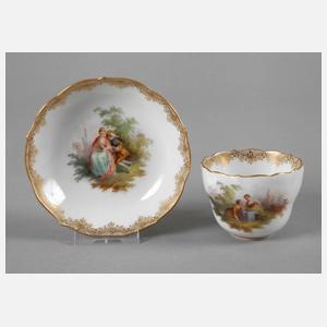 Meissen Mokkatasse Watteaumalerei