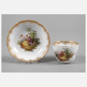 Meissen Mokkatasse Watteaumalerei