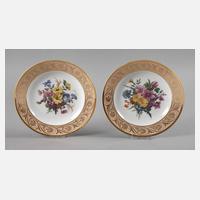 KPM Berlin Paar Zierteller mit Blütenmalerei111