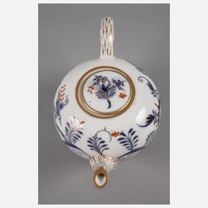 Meissen Teekanne mit rot-goldenem Zwiebelmuster