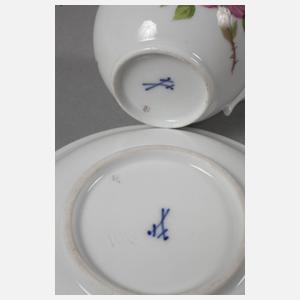 Meissen sechs Kaffeetassen "Rote Rose"