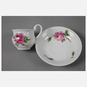 Meissen sechs Kaffeetassen "Rote Rose"