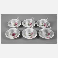Meissen sechs Kaffeetassen "Rote Rose"111