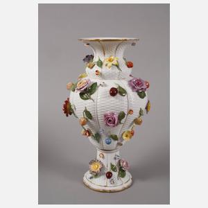 Meissen großes Paar "Vase mit Blüten und Früchten"