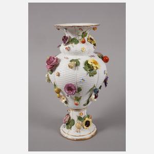 Meissen großes Paar "Vase mit Blüten und Früchten"