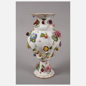 Meissen großes Paar "Vase mit Blüten und Früchten"