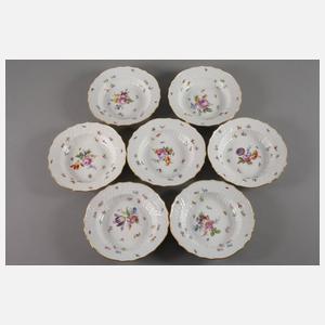 Meissen sieben Suppenteller mit Insektenmalerei