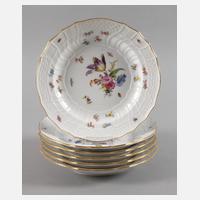 Meissen sechs Speiseteller mit Insektenmalerei111