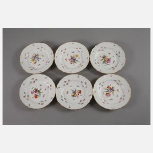 Meissen sechs Salatteller mit Insektenmalerei