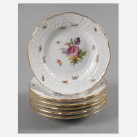 Meissen sechs Dessertteller mit Insektenmalerei111