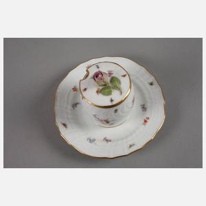 Meissen Senfnapf mit Insektenmalerei
