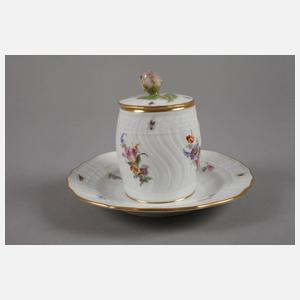 Meissen Senfnapf mit Insektenmalerei