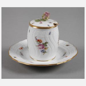 Meissen Senfnapf mit Insektenmalerei