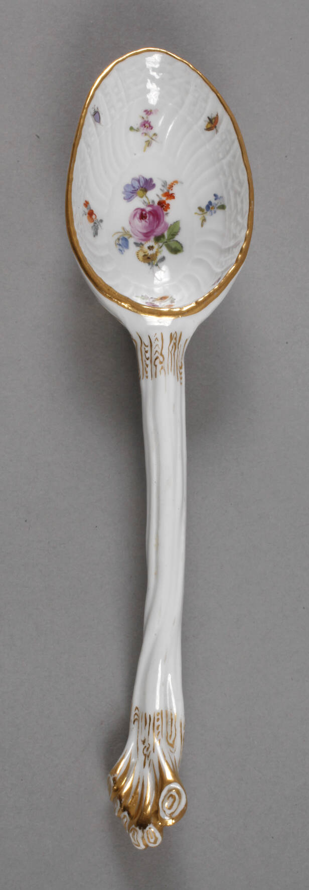Meissen Vorlegelöffel mit Insektenmalerei
