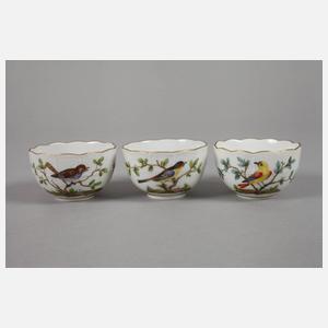 Meissen fünf Tassen Vogelmalerei