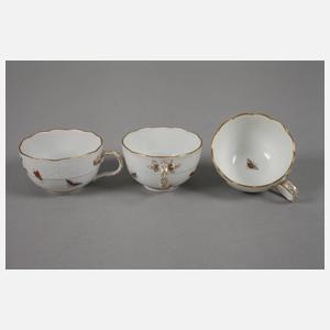 Meissen fünf Tassen Vogelmalerei