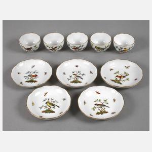 Meissen fünf Tassen Vogelmalerei
