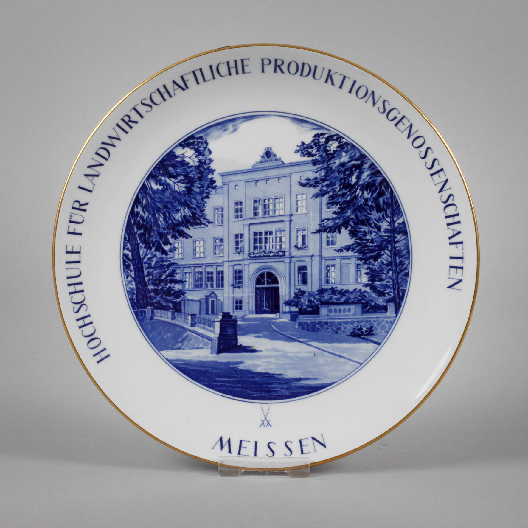 Meissen Wandteller mit Hochschulansicht