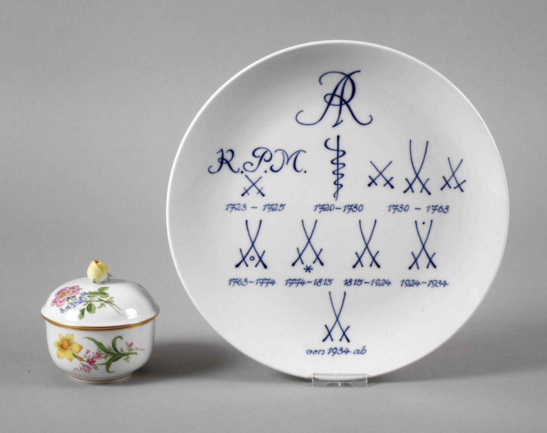 Meissen Markenteller und Zuckerdose