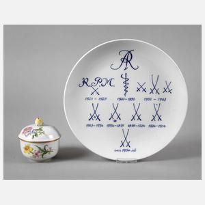 Meissen Markenteller und Zuckerdose