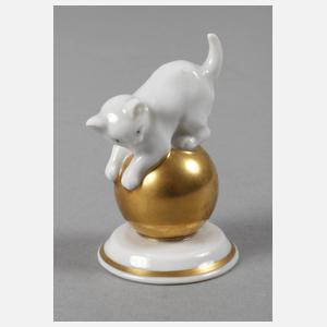 Rosenthal Katze auf Goldkugel