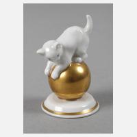 Rosenthal Katze auf Goldkugel111