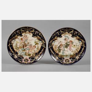 Paar Wandteller Majolika