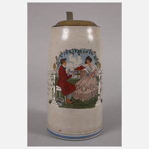 Werbeflasche und Jugendstilkrug