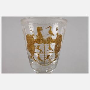 Barockes Kelchglas mit dem Wappen der Familie Reuß