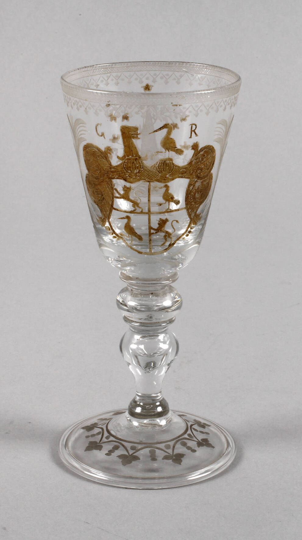 Barockes Kelchglas mit dem Wappen der Familie Reuß