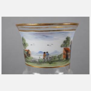 Becherglas mit Landschaftsmalerei