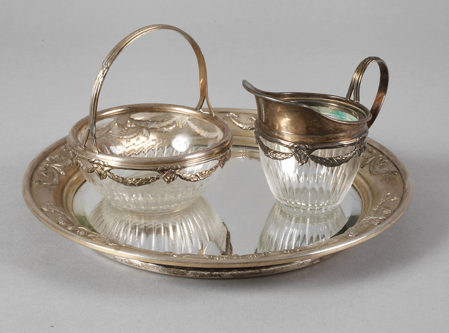 Silber Zucker-/Sahneset