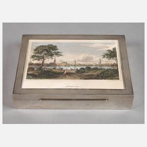 Humidor Silber mit Stich von Hamburg