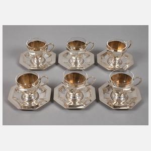 Mokkaset Silber für sechs Personen