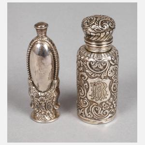 Zwei ausgefallene Flakons Silber
