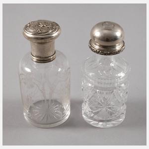 Zwei Flakons mit Silbermontierung