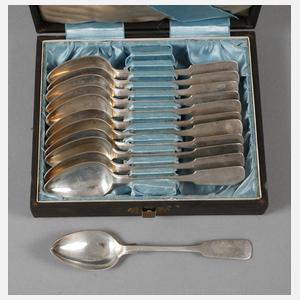 Zwölf Kaffeelöffel Spatendekor