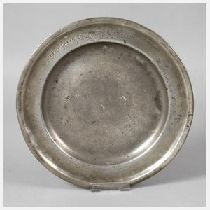 Große Zinnplatte eines Webers 1708