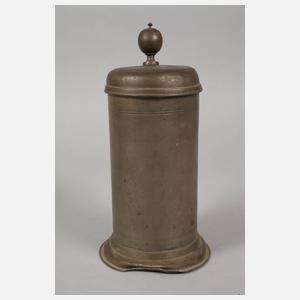 Drei Walzenkrüge Biedermeier Zinn