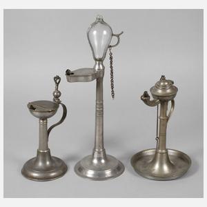 Drei Öllampen Zinn