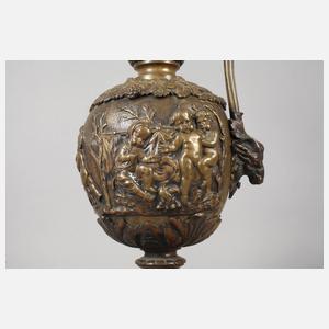 Übergroße Bronzevase Bacchanten