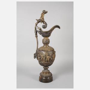 Übergroße Bronzevase Bacchanten