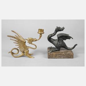 Zwei Bronzedrachen