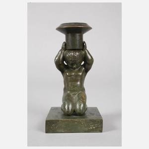 Bronzeleuchter kniender Putto