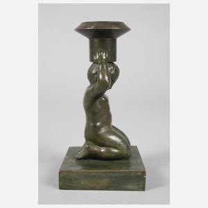 Bronzeleuchter kniender Putto