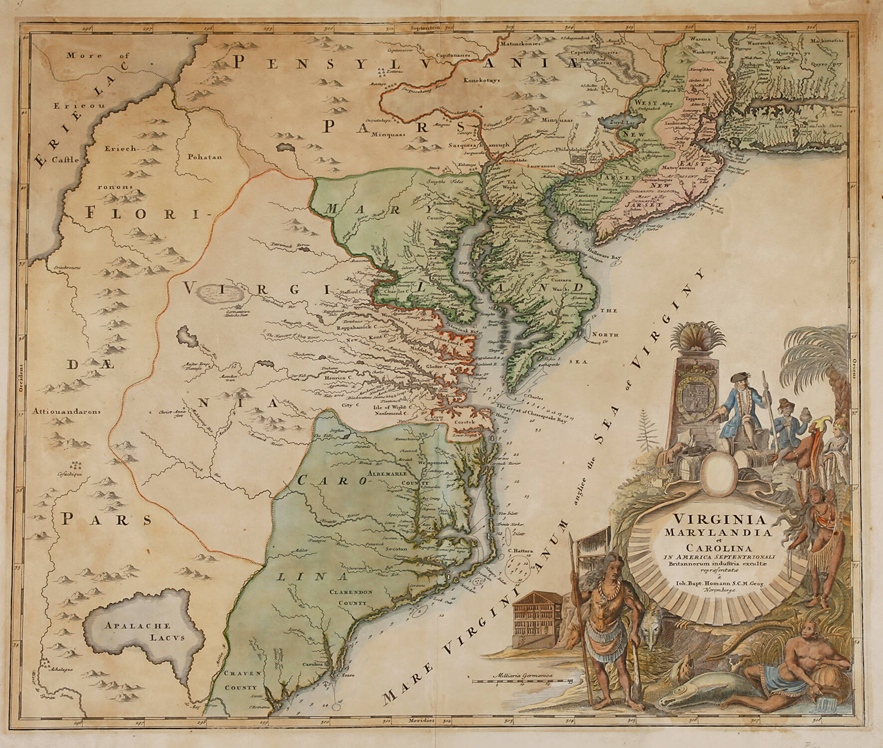 Johann Baptist Homann, Kupferstichkarte Virginia