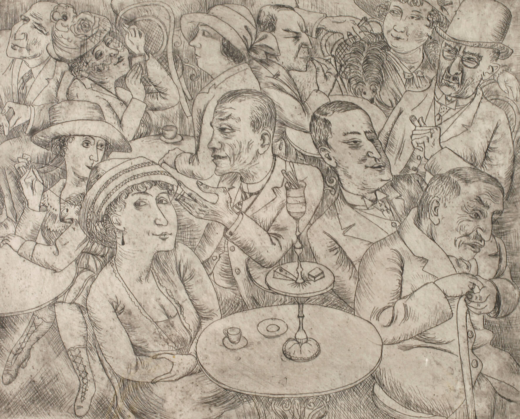 August Wilhelm Dressler, Im Café