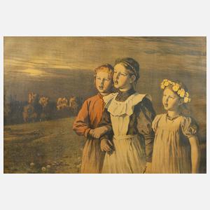 Berthold Genzmer, Drei Mädchen in Sommerlandschaft