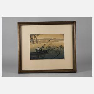 Prof. Hugo Noske, Fischer im Boot